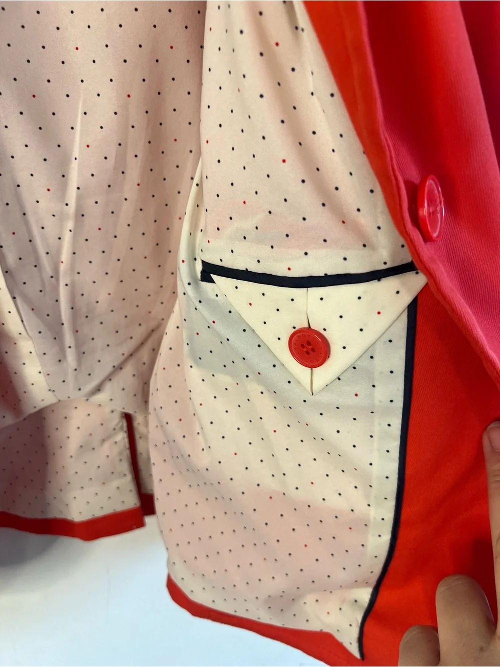 Talbots Bright Red Women's Blazer with Polka Dot Lining